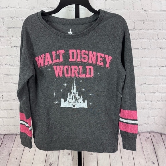 Disney World Tops - Walt Disney World Long Sleeve Lightweight Sweatshirt Gray Pink Size Small